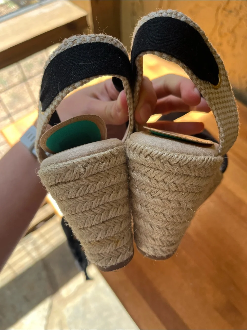 Kelly & Katie Black Espadrille Slingback Flats with Ankle Ties
